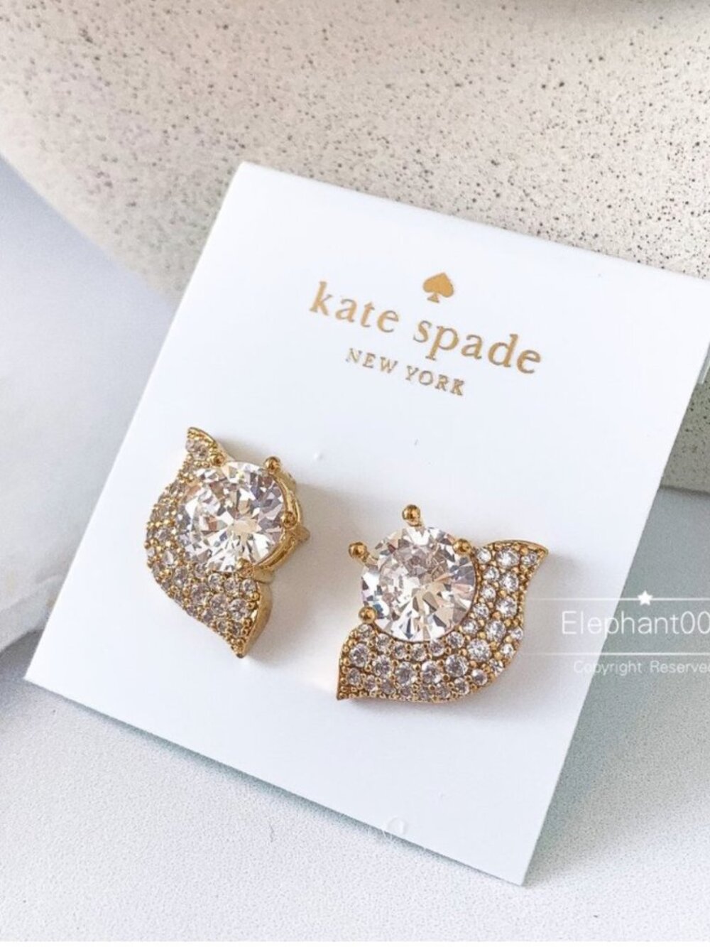 Kate Spade Gold Crystal Bow Stud Earrings Sparkle Statement Jewelry